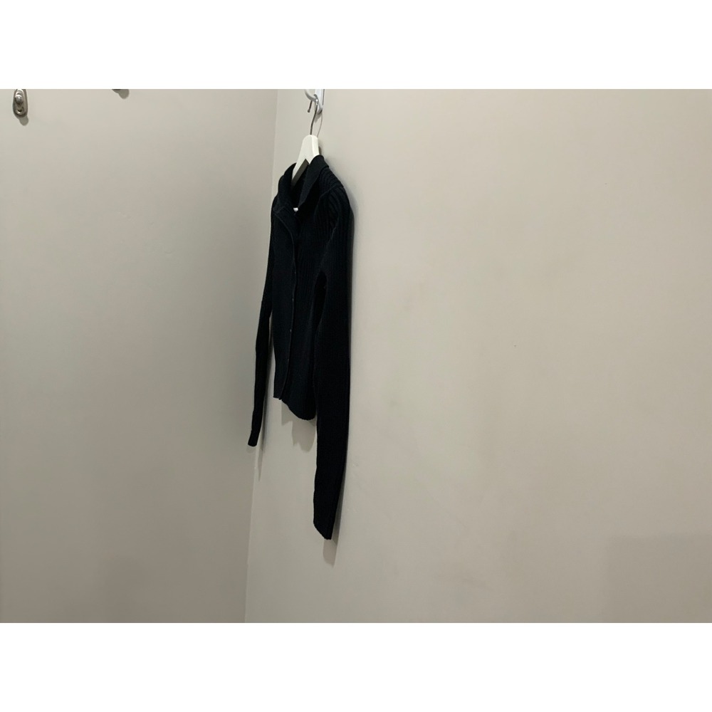 Brandy Melville Black Ribbed Button Down Collared Cardigan Sweater Cropped Slim - Picture 5 of 10